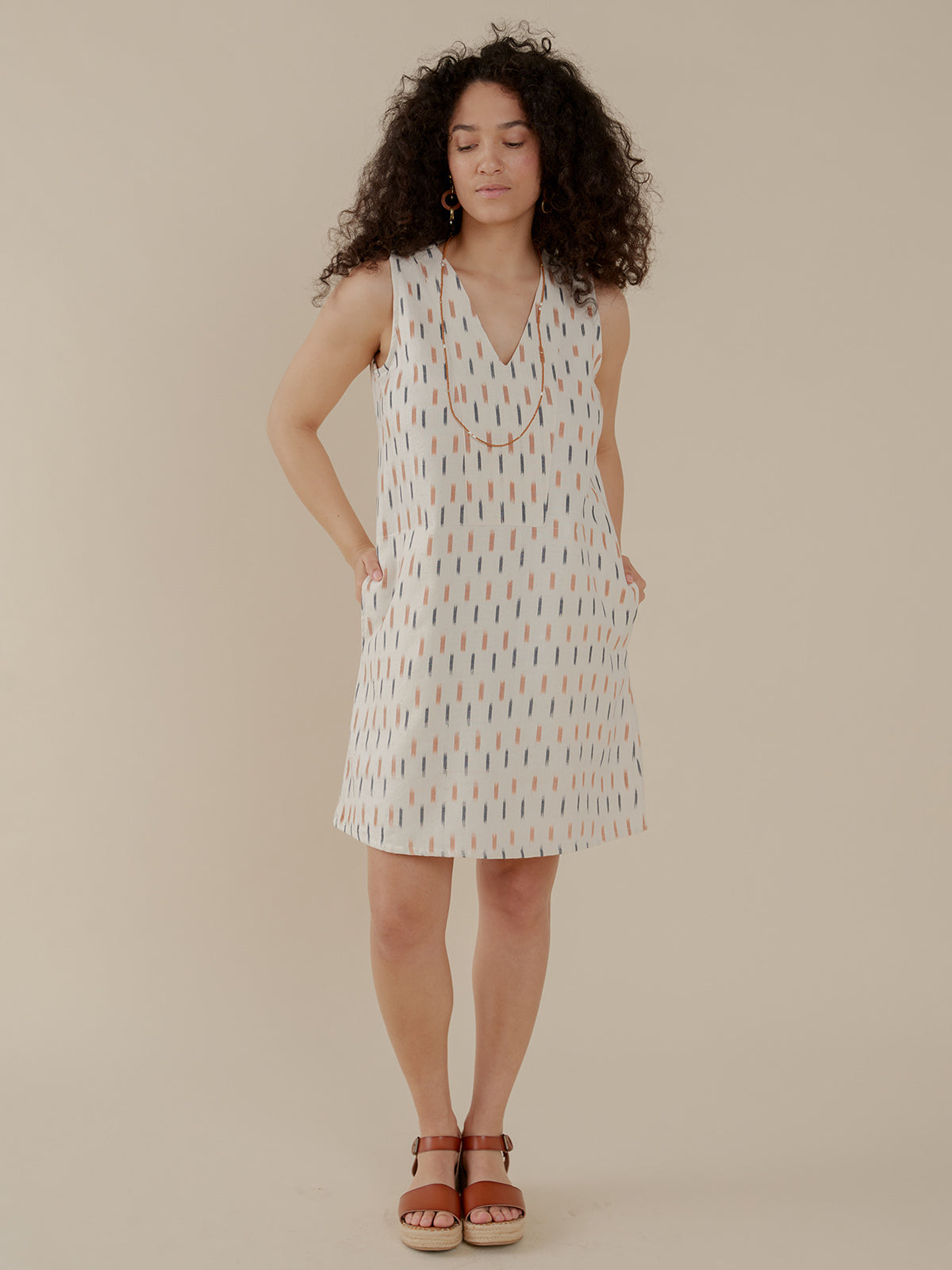 Milan Shift Dress - Ivory Ikat - Image 3