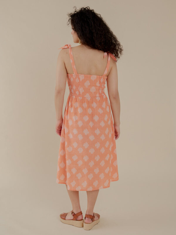 Provence Midi Dress - Peach Ikat - Image 4