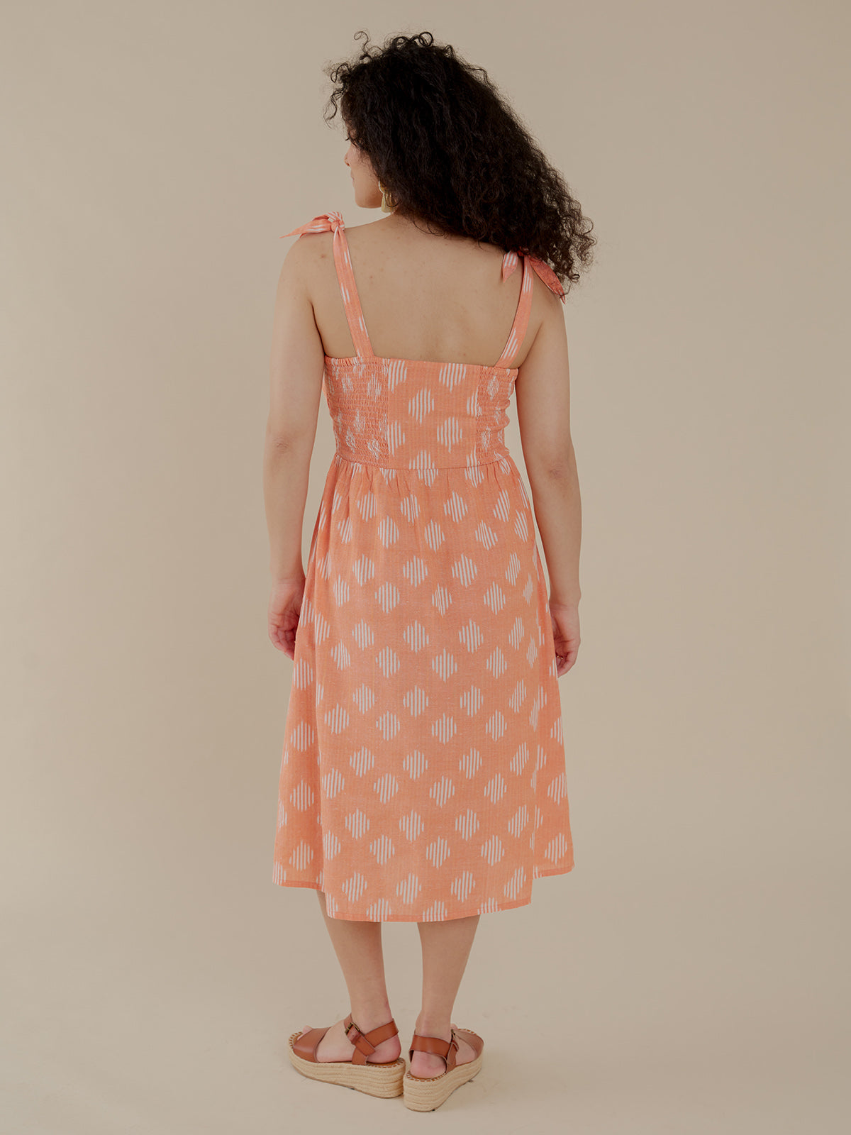 Provence Midi Dress - Peach Ikat - Image 4