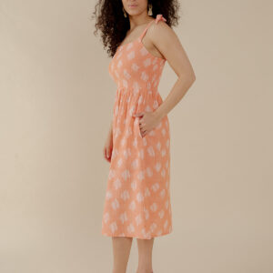Provence Midi Dress - Peach Ikat - Image 3