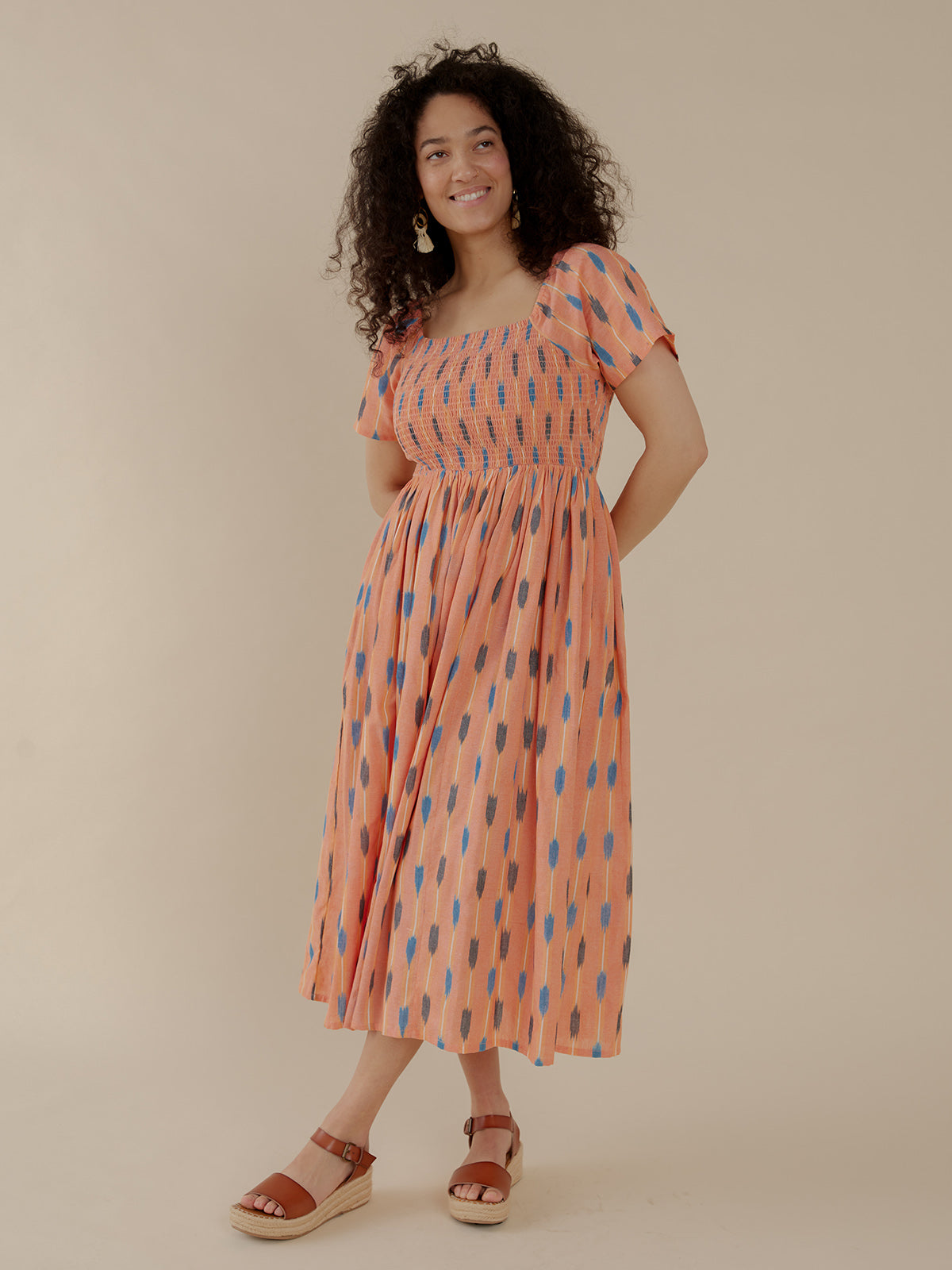 Teddy Dress - Peach Ikat - Image 3