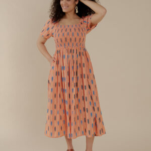 Teddy Dress - Peach Ikat - Image 1