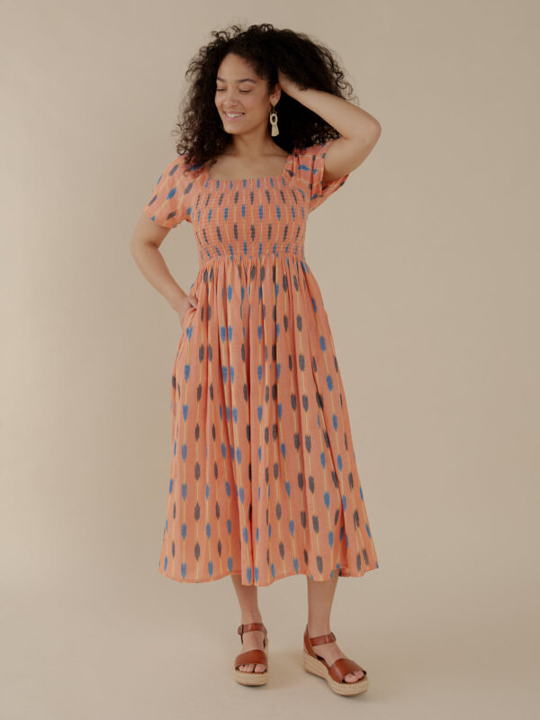 Teddy Dress - Peach Ikat