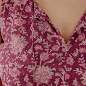 Thais Tiered Sleeveless Dress - Magenta Vine Floral - Image 2