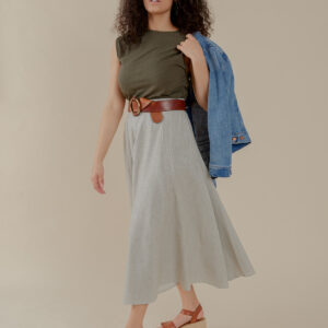 Lucinda Skirt - Olive Stripe - Image 4