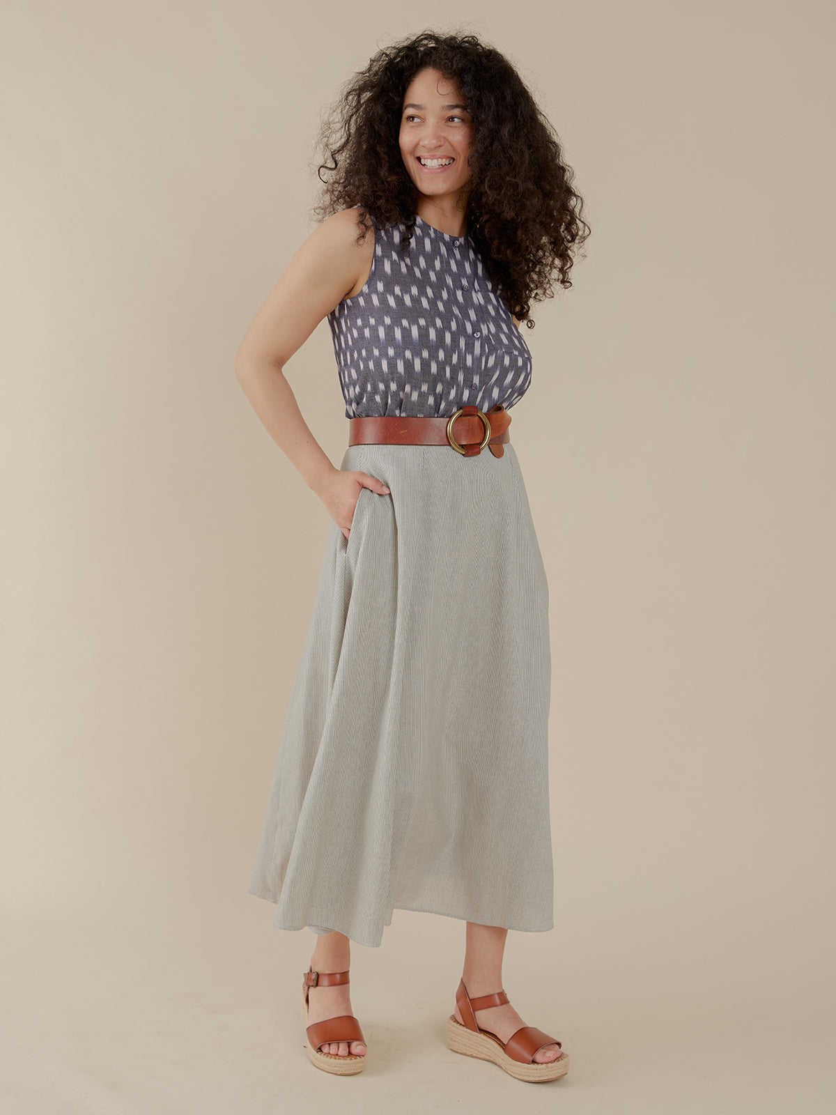 Lucinda Skirt - Olive Stripe - Image 2