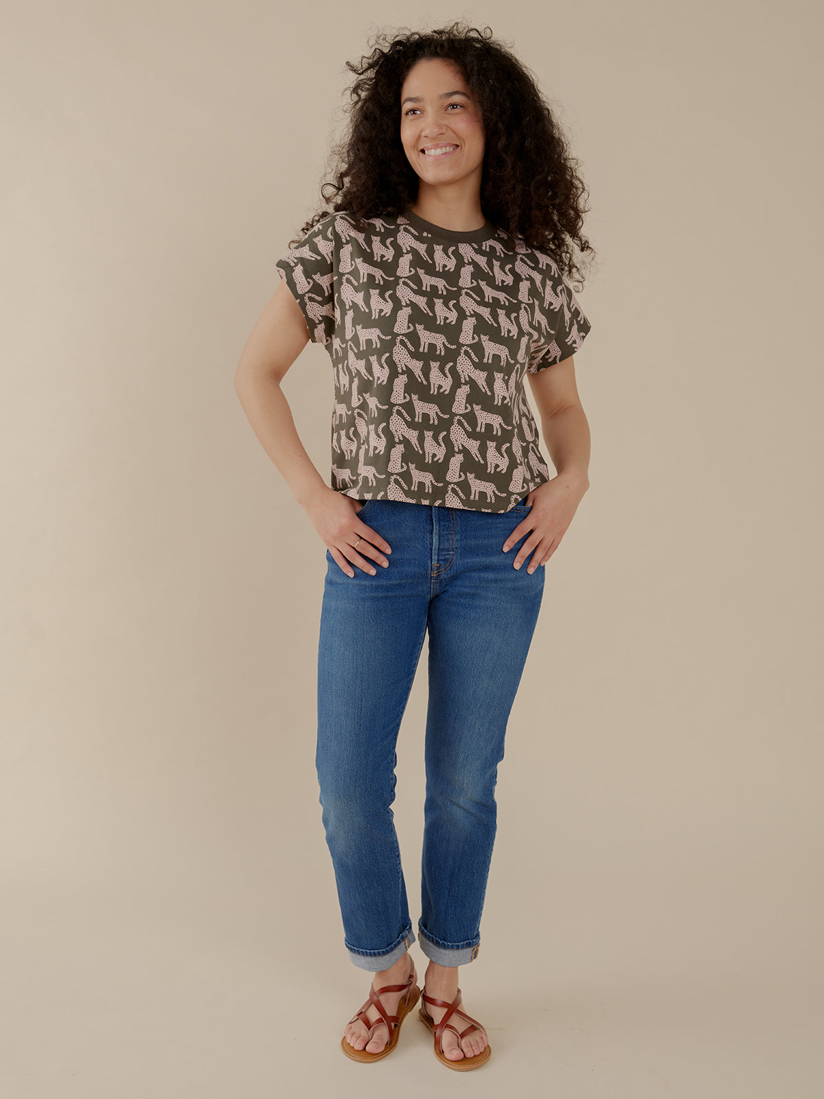 Caitlin Top - Leopard Green - Image 4