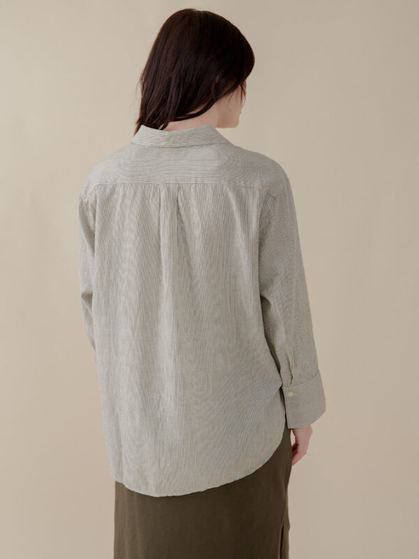 Mae Oversized Shirt - Olive Stripe - Image 8