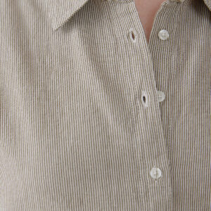 Mae Oversized Shirt - Olive Stripe - Image 9