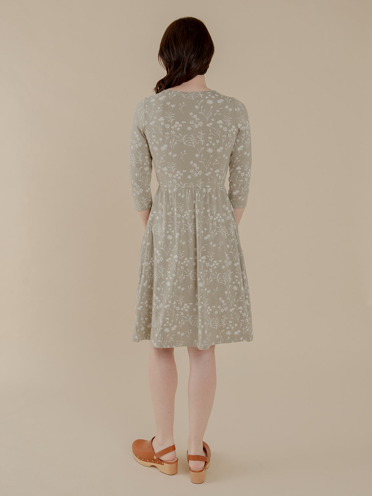 Callie 3/4 Sleeve Wrap Dress - Field Taupe - Image 3