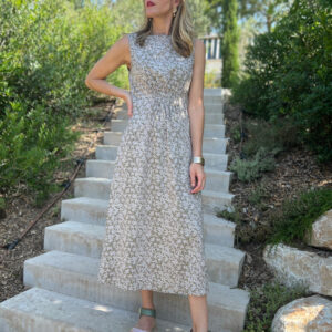 Artsy Traveler Sleeveless Midi Dress - Olive Flowers - Image 6