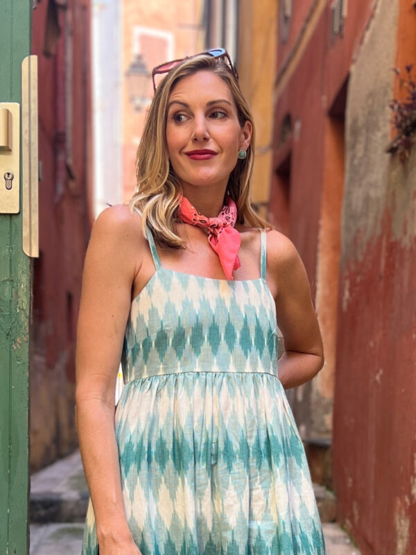 Sofia Midi Dress - Teal Ikat - Image 2