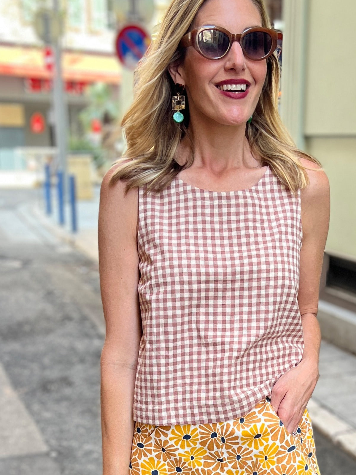 Neko Tank - Brown Gingham - Image 1