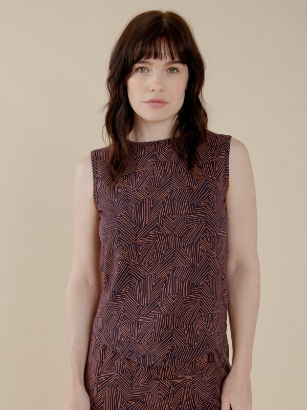 Millie Muscle Tee - Tree Rings Blue