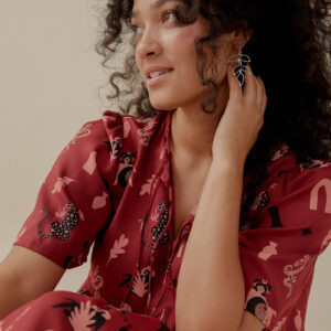 Adelaide Tiered Mini Dress - Modern Objects Cranberry - Image 2