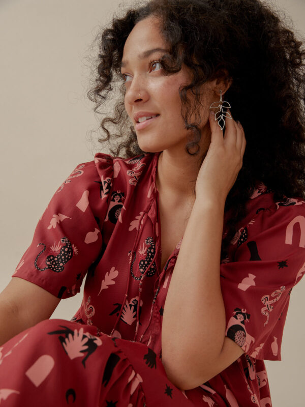 Adelaide Tiered Mini Dress - Modern Objects Cranberry - Image 2