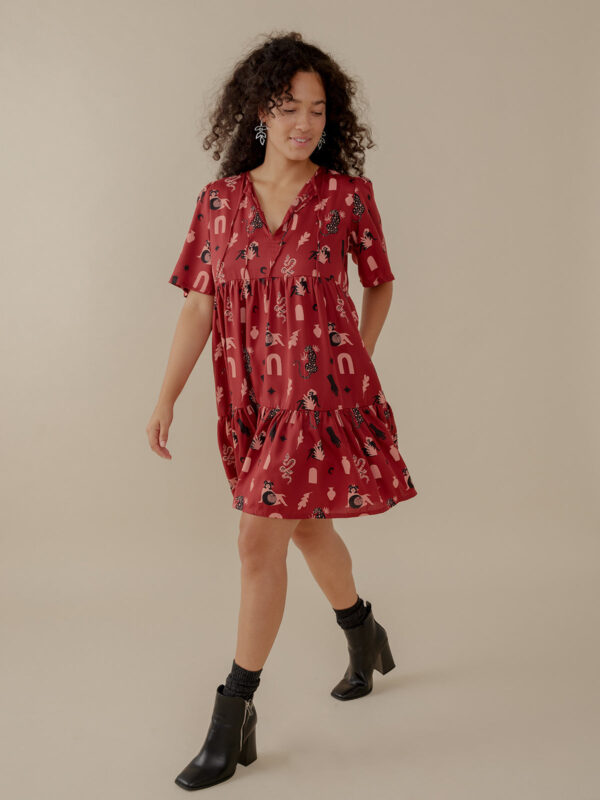 Adelaide Tiered Mini Dress - Modern Objects Cranberry