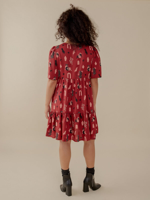 Adelaide Tiered Mini Dress - Modern Objects Cranberry - Image 4