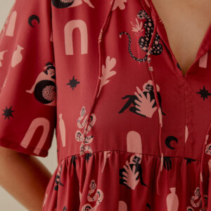 Adelaide Tiered Mini Dress - Modern Objects Cranberry - Image 5