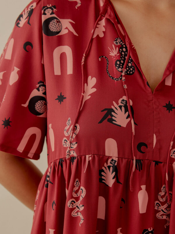 Adelaide Tiered Mini Dress - Modern Objects Cranberry - Image 5