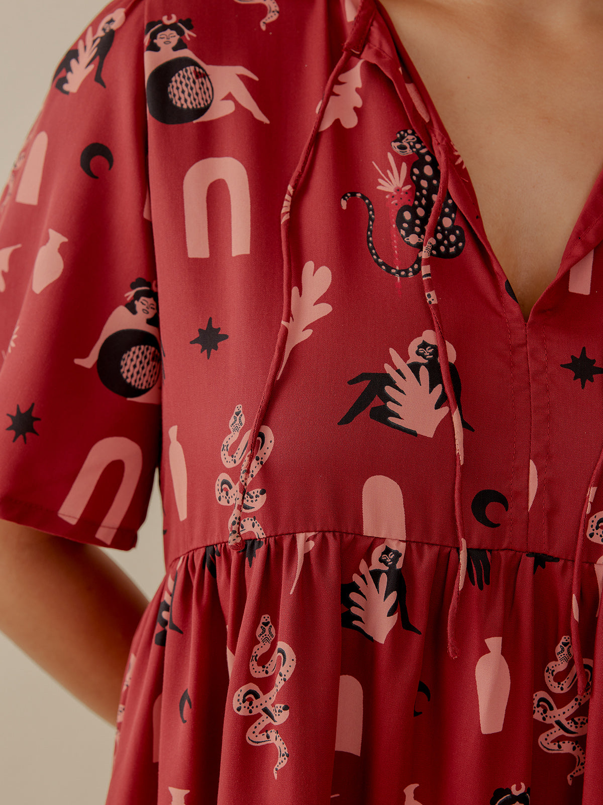 Adelaide Tiered Mini Dress - Modern Objects Cranberry - Image 5