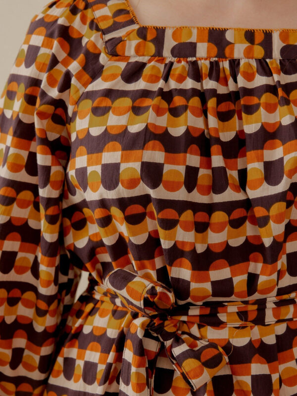 Alexis Long Sleeve Mini Dress - Circle Stripe Desert - Image 5