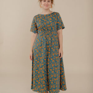 Artsy Traveler Midi Dress - Teal Floral - Image 1