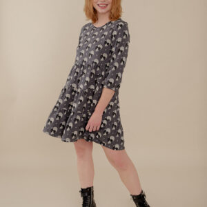 Bellini Long Sleeve Dress - Vase Cluster Graphite - Image 1