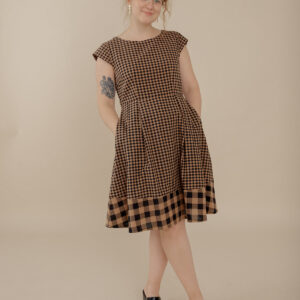 Devonshire Dress - Black and Tan Small Gingham - Image 1