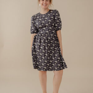 Inez Bubble Sleeve Dress - Vase Cluster Graphite - Image 1