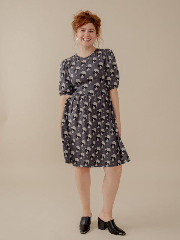 Inez Bubble Sleeve Dress - Vase Cluster Graphite