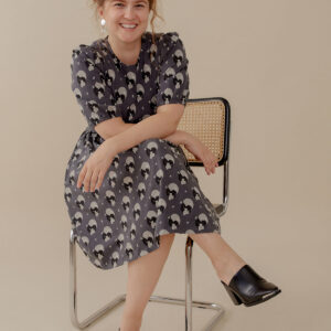 Inez Bubble Sleeve Dress - Vase Cluster Graphite - Image 2