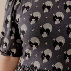 Inez Bubble Sleeve Dress - Vase Cluster Graphite - Image 3