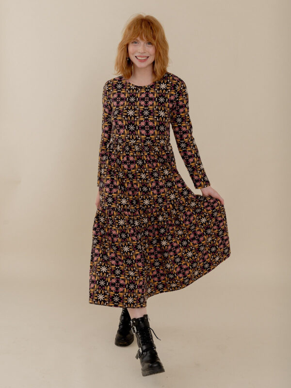 Mirah Tiered Dress - Mauve Tile