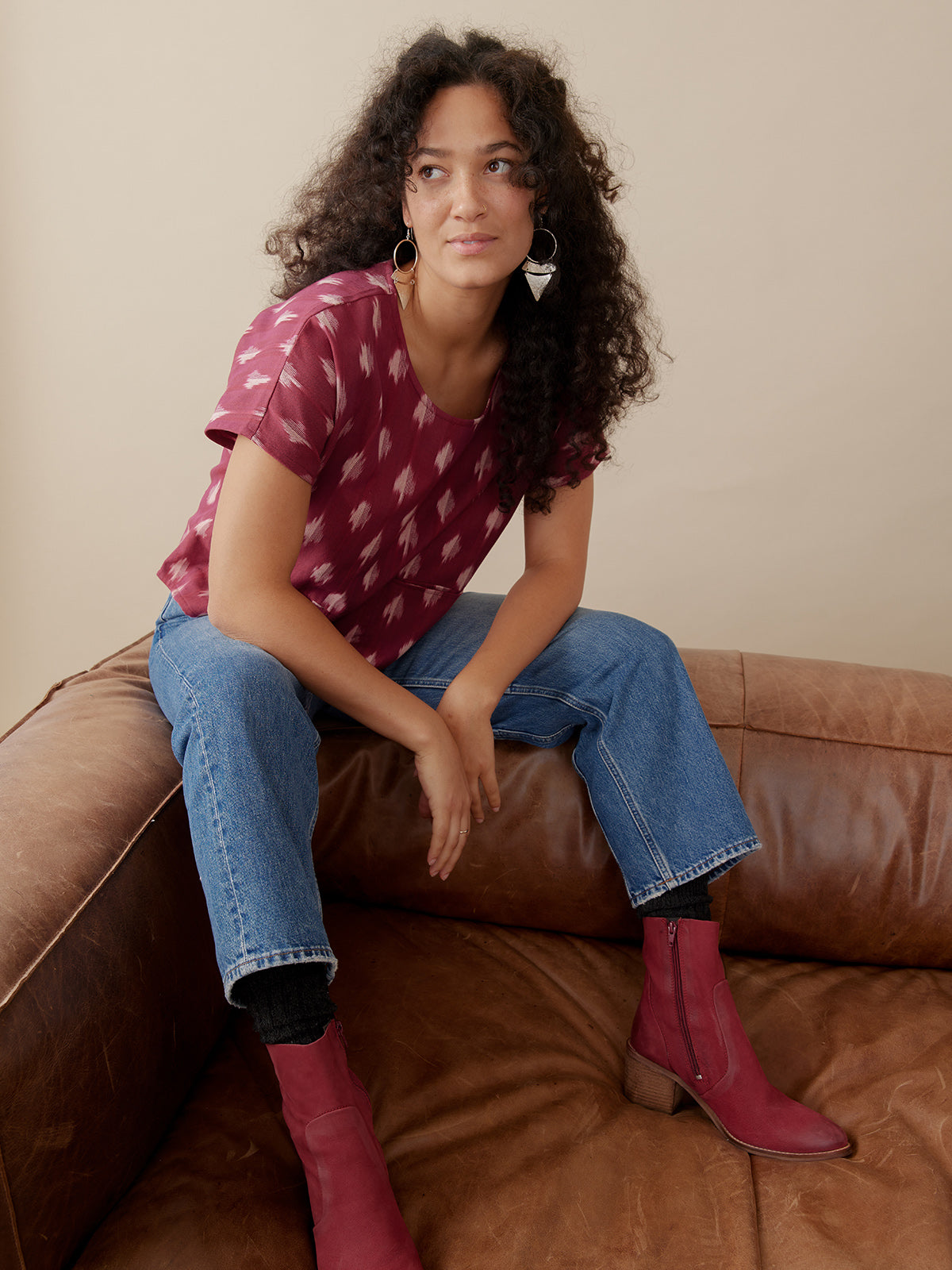 Dana Top - Garnet Ikat - Image 2