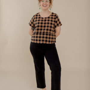 Odelia Top - Black and Tan Gingham - Image 3