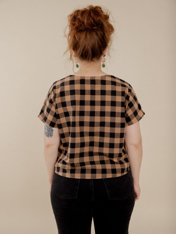 Odelia Top - Black and Tan Gingham - Image 5