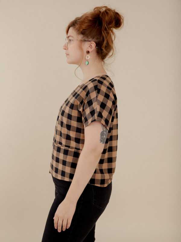 Odelia Top - Black and Tan Gingham - Image 6