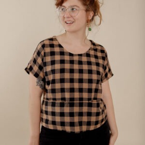 Odelia Top - Black and Tan Gingham - Image 4