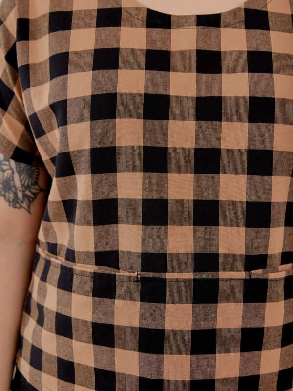 Odelia Top - Black and Tan Gingham - Image 2