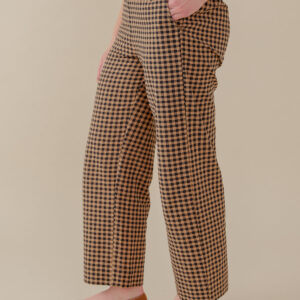 Emmy Drawstring Pant - Black and Tan Small Gingham - Image 2