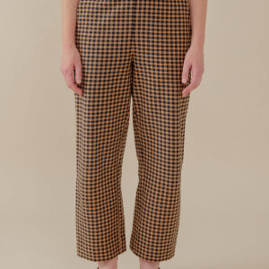 Emmy Drawstring Pant - Black and Tan Small Gingham - Image 3