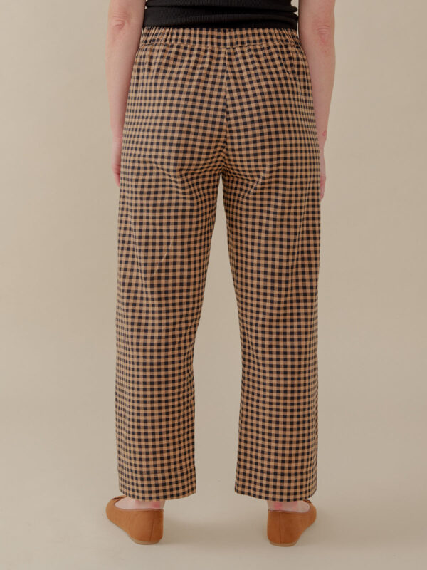 Emmy Drawstring Pant - Black and Tan Small Gingham - Image 4