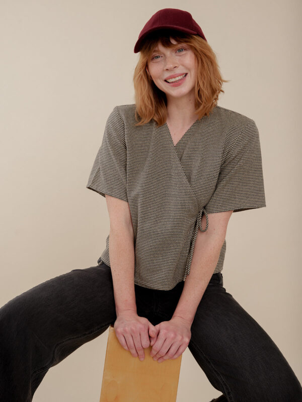 Winona Wrap Top - Houndstooth
